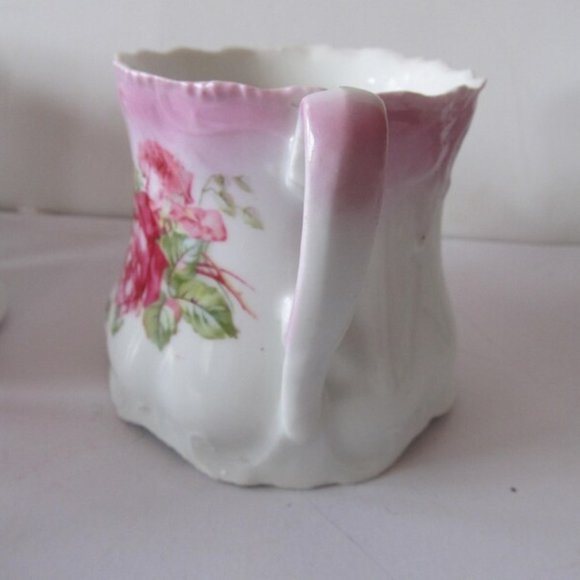 Antique Shaving Scuttle Floral Roses shaving Mug Pink Roses Floral Shaving Mugs - Picture 6 of 9